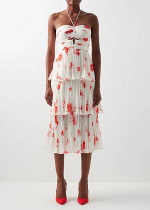 self-portrait white tulle dress with red floral print