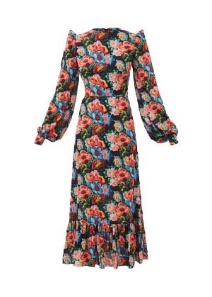 wedding guest outfit idea - floral dress with long sleeves
