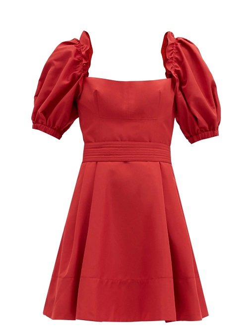 Self-Portrait puffed sleeve poppy red mini dress mid-summer dresses picks