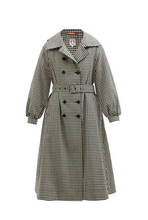 brich checked trench coat with balloon sleeves by Shrimps