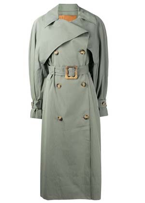rejina pyo double-breasted grey green trench coat