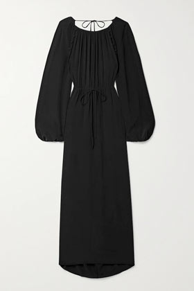 black maxi silk dress