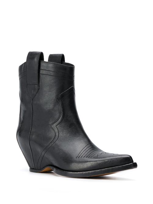 Margiela Black Leather Ankle Western Boots