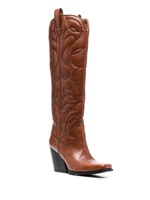 Cowboy boots for winter - Stella McCarty Brown leather Knee-high Cowboy boots