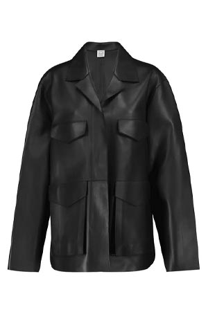 leather shirt style jacker in black