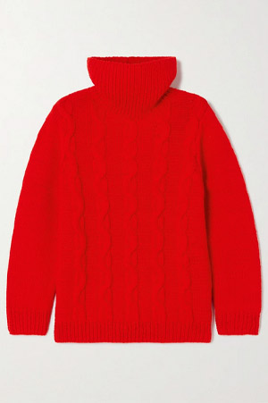 red chunky knit jumper