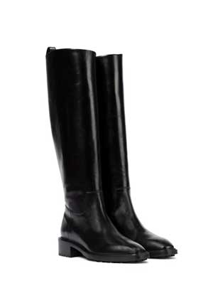 Aeydē Black Leather Knee-High Riding Boots