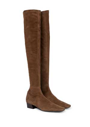 Winter 2022 Boot Trends Brown Suede high boots with square toes