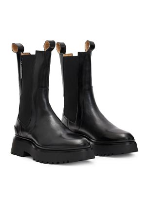 chunky sole black leather boots
