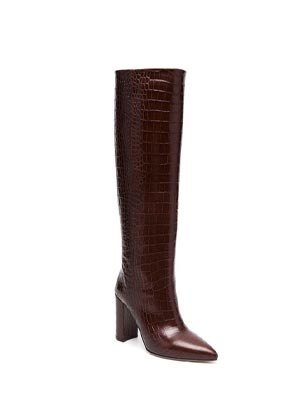 Winter 2022 Animal Print Boots Trend Paris Texas Croc-Effec Knee-High Boots