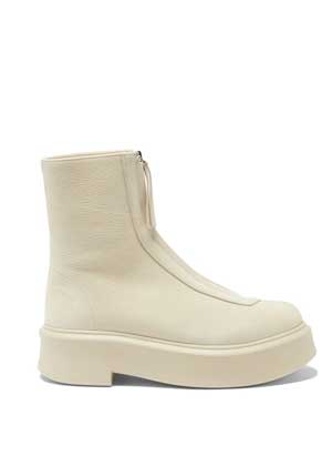 Winter 2022 Boot Trends front zip white leather ankle boots
