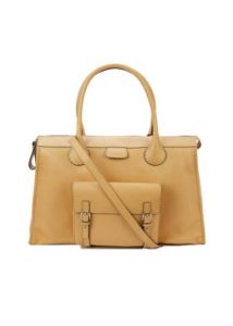 soft yellow leather oversized shoulderbag with front pocket
