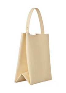 Rectangle Cream Leather Obersized Tote Bag