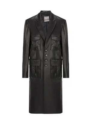 coat trends 2022 faux-leather black long coat