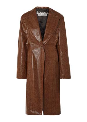 rotate phyton pattern leather coat with glossy finish