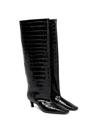 toteme square toe knee high boots - square toe boot trend winter 2022