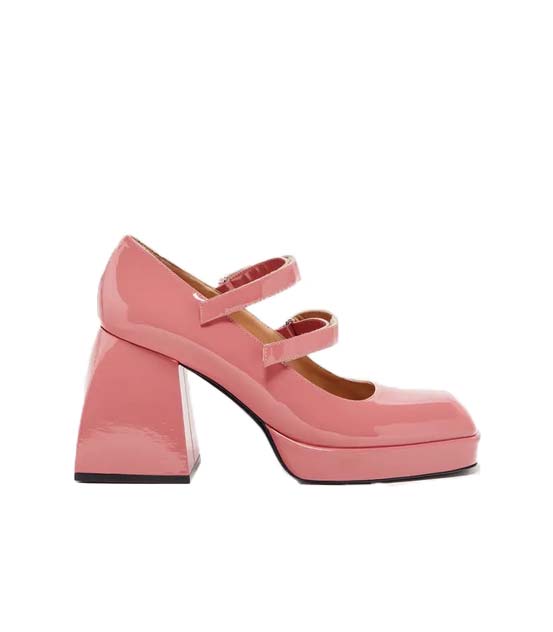 Leather plaftorm pumps in pink