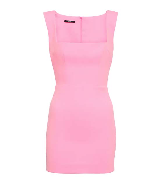 pink mini dress with square neck