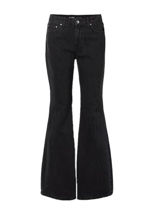 low-rise flared black jeans