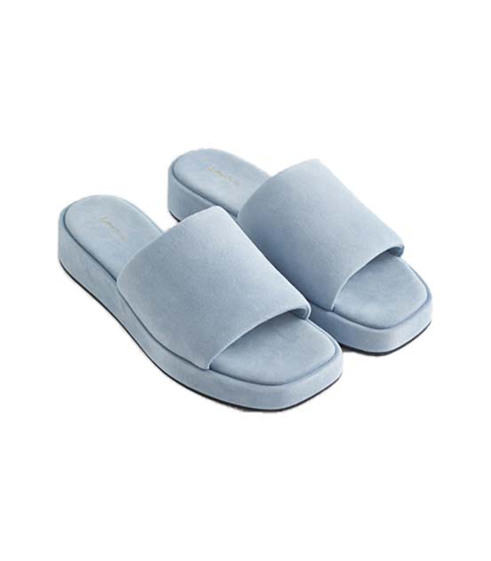 blue platform slip-on shoes