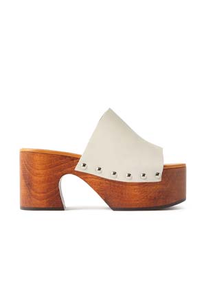 Marni Studded White Leather Clogs with open toe