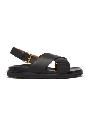 chunky black leather minimalistic sandals