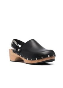 Flat Shoe Trends Summer 2022: Black Leather Classic Clogs with Studs