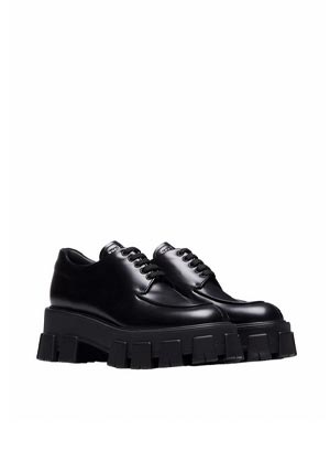 Prada Chunky sole black leather lace up shoes