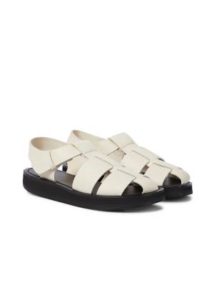 the row white leather fisherman sandals with black sole