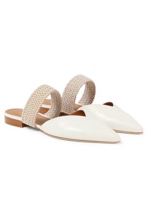 white leather pointed-toe flats