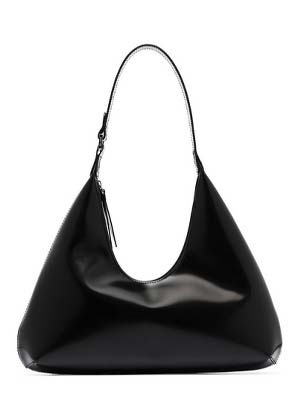 black leather brushed shoulderbag